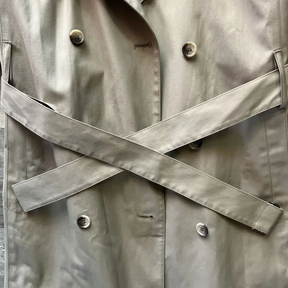 Vintage Women's Heavy London Fog Light Brown Trench Coat 4 Petite Overcoat - Picture 4 of 6